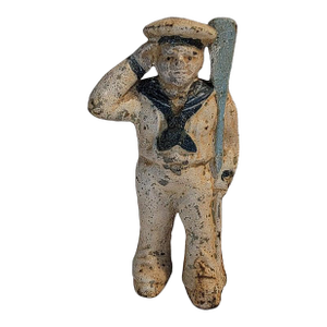 19Thc Original Painted Sailor Iron Bank