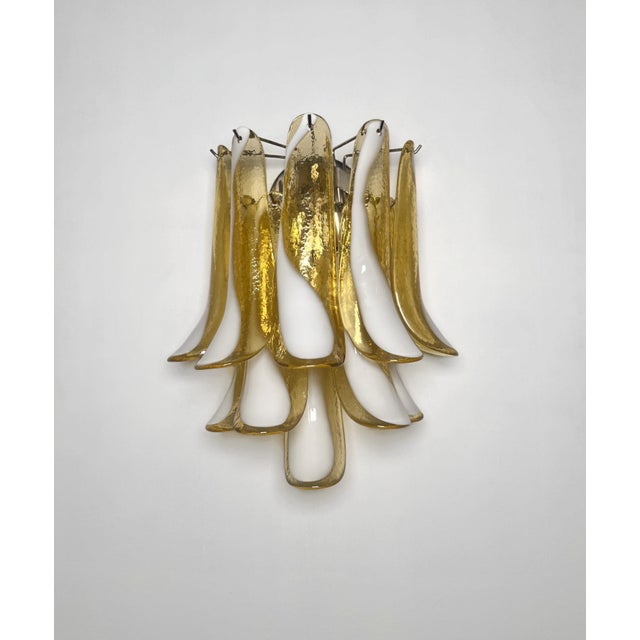 Vintage Italian Murano Wall Lights with Caramel Lattimo Glass Petals in the Manner of Mazzega, 1990, Set of 2 For Sale - Image 18 of 18