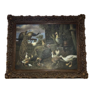 Oil on Canvas Beginning of 20th Century Flemish School Framed Bird World For Sale