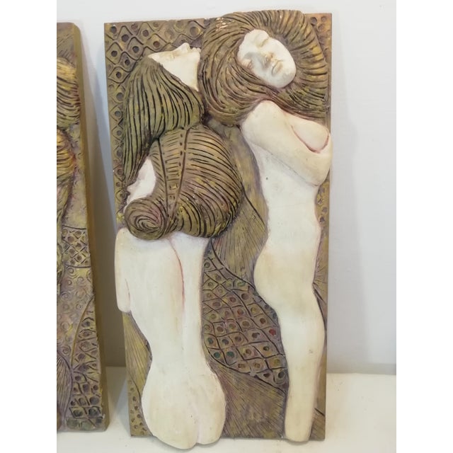 Beautiful decorative panels on Gustav Klimt's studio. Beautiful decorative effect with gold-colored paints and colored...