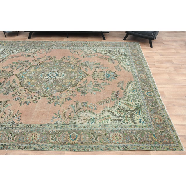 Textile 1970s Vintage Persian Handmade Wool Cotton Orange Oversized Rug For Sale - Image 7 of 11