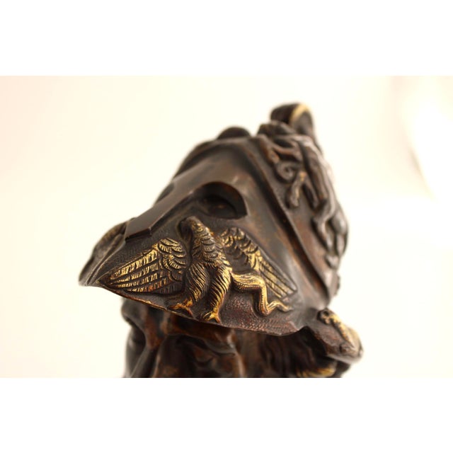 Brown Antique Heavy Bronze Bust Sculpture of Greek Warrior Ajax, Signed, 1908 For Sale - Image 8 of 9