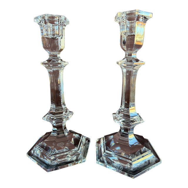 Baccarat Harcourt / Versailles 7” High Candle Sticks (Pair). For Sale