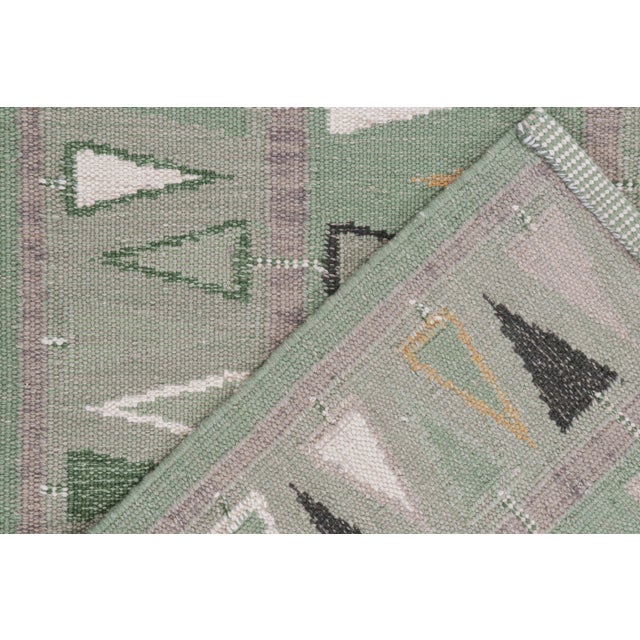Textile Swedish Geometric Rug by Celerie Kemble for Chairish in Sage, 2'6"x10' For Sale - Image 7 of 8