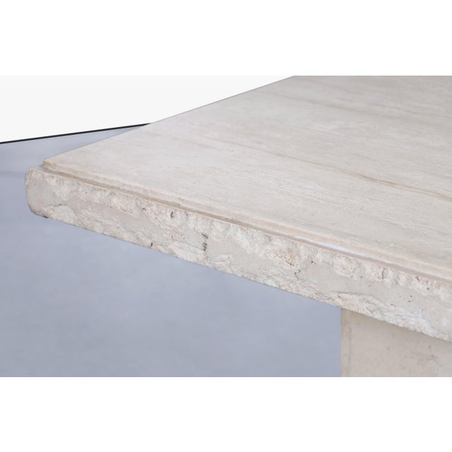 Ivory Italian Modern Live-Edge Travertine Coffee Table by Stone International For Sale - Image 8 of 13
