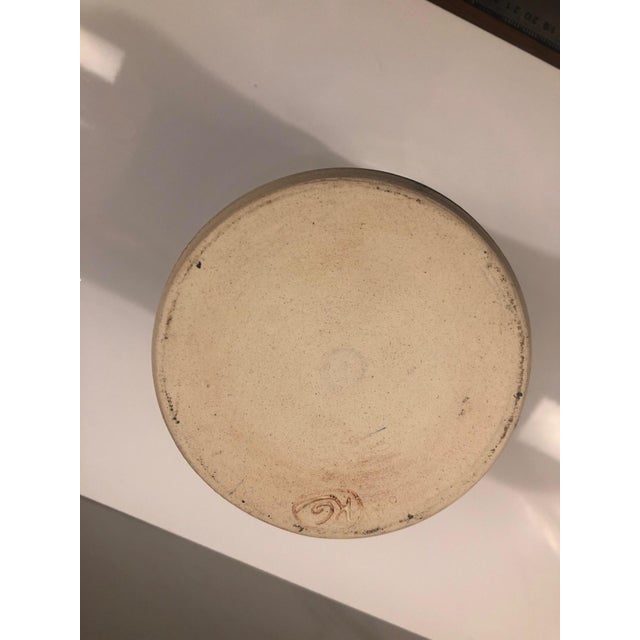 Blue Glaze Maple Leaf Utensil Holder / Vase, Signed For Sale - Image 6 of 8