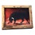 1980s Henry D. Ramirez Jr. Miniature Bull Oil Painting on Board, Framed For Sale