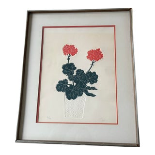 Late 20th Century Limited Edition Embossed Geranium Print by Fernando Torm For Sale