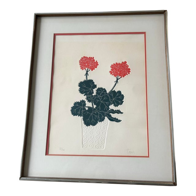 Late 20th Century Limited Edition Embossed Geranium Print by Fernando Torm For Sale