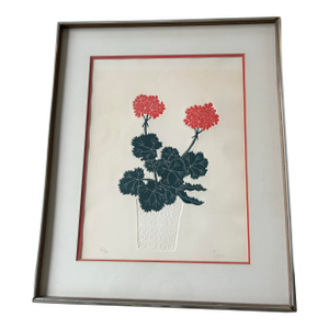 Late 20th Century Limited Edition Embossed Geranium Print by Fernando Torm