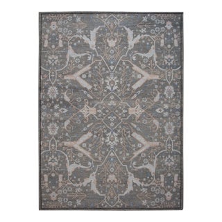 2010s Modern Soumak Rug Oversize Handmade Wool With Allover Gray Design For Sale