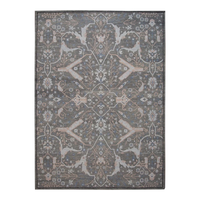 2010s Modern Soumak Rug Oversize Handmade Wool With Allover Gray Design For Sale