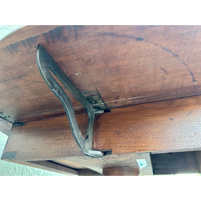 Antique Early 20th Century Solid Wood Drop Leaf Oval Wine Table For Sale - Image 10 of 12