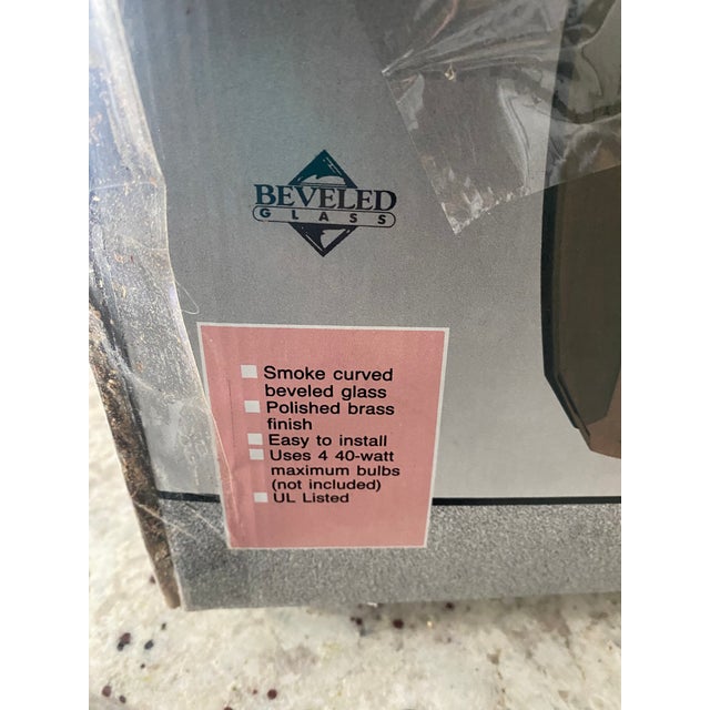 Vintage Catalina Lighting Smoked Curved Glass Beveled Chandelier For Sale - Image 11 of 12