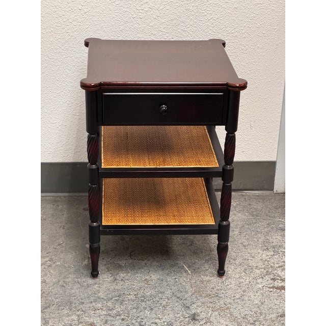 Colonial Revival Turned Leg Cane Side Table For Sale - Image 9 of 12