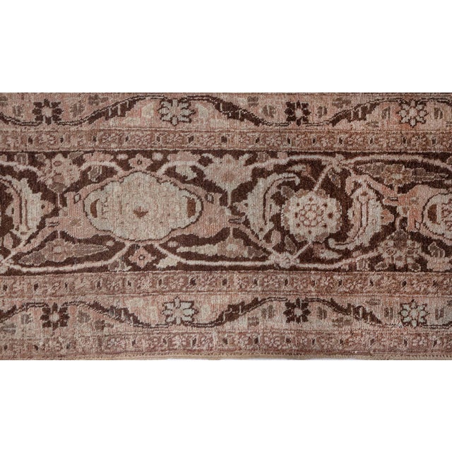 Persian Authentic Persian Tabriz Brown Handmade Wool Rug For Sale - Image 3 of 10