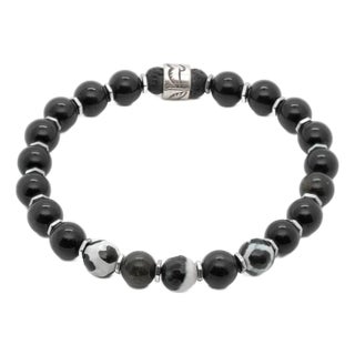 Night Eagle Onyx Stone Beaded Bracelet For Sale
