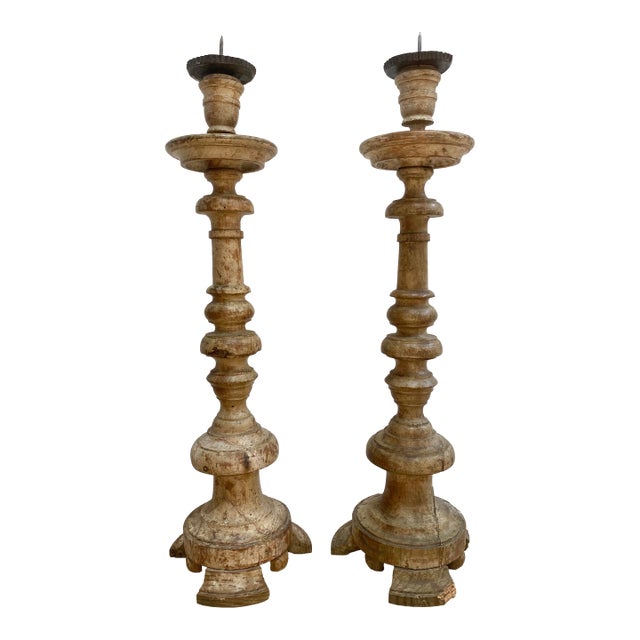 Pair of Tall 18th Century Swedish Candlesticks For Sale