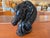 This dramatic Art Deco style black ceramic horse head sculpture features sweeping, stylized layers that create a bold...