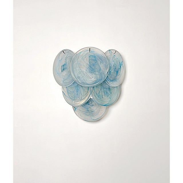 Alabaster Blue Glass Discs Wall Sconces, 1990s, Set of 2 For Sale - Image 14 of 14