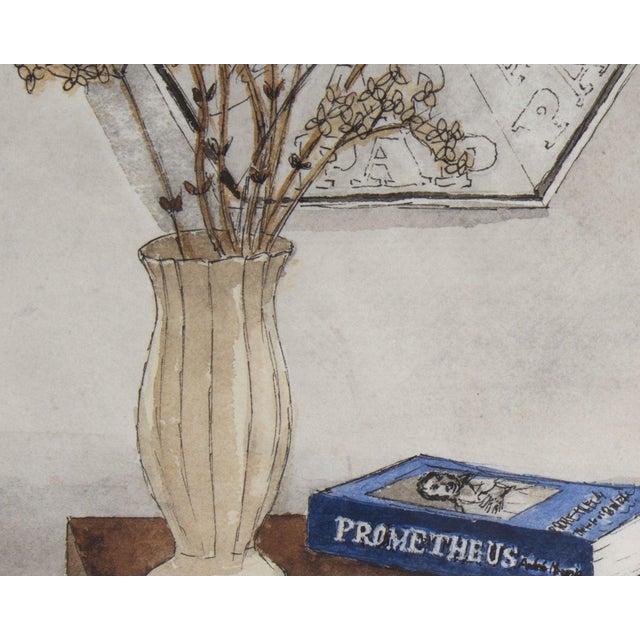 Wood 1990 Watercolor Still Life Painting Signed by James Spencer Russell For Sale - Image 7 of 8