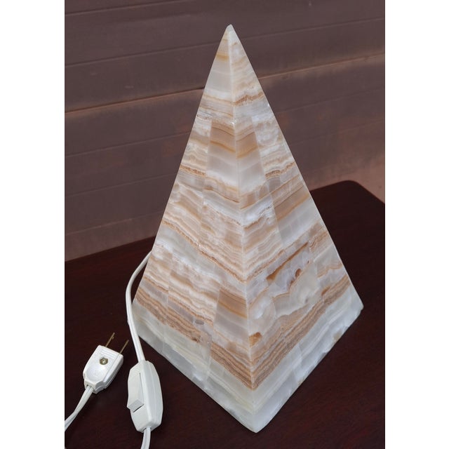 Onyx Mid 20th Century Onyx Marble Pyramid Form Table Lamp For Sale - Image 8 of 8