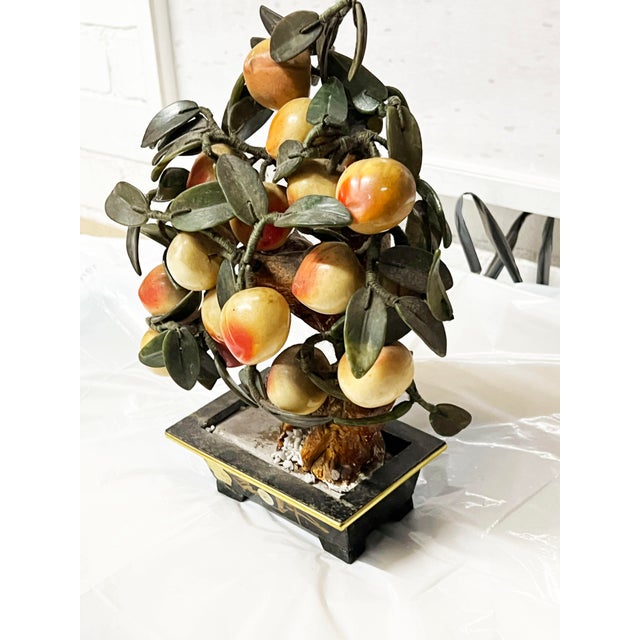 Chinese Vintage Chinese Jadeite Peach Bonsai Tree For Sale - Image 3 of 6
