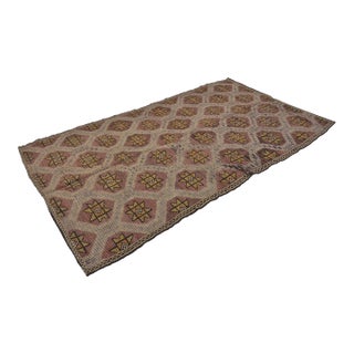 1960s Oushak Geometric Wool Kilim Rug For Sale