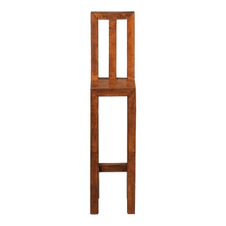 Vintage Sarreid Ltd. Wood Leather High Stool For Sale