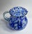 Vintage Hand Blown Blue & White Spatter Handled Glass Pitcher For Sale - Image 10 of 16