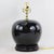 Early 20th Century A Pair Early 20th Century Black Monochrome Porcelain Watermelon Jar Table Lamps on Carved Wood Bases For Sale - Image 5 of 15