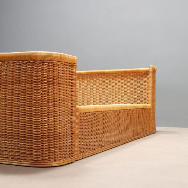 Wood Vintage Wicker Bed, 1980s For Sale - Image 7 of 9