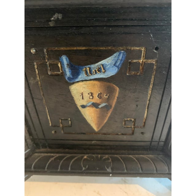 Brown 19th Century Carved Black Wood Jewelry Box with Polychrome Decoration For Sale - Image 8 of 13