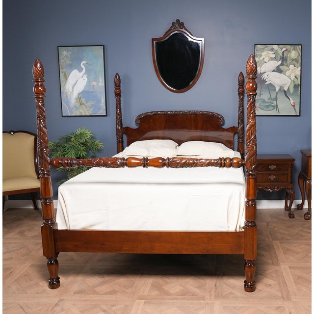 Niagara Furniture King Size Mahogany Poster Bedframe For Sale - Image 6 of 13