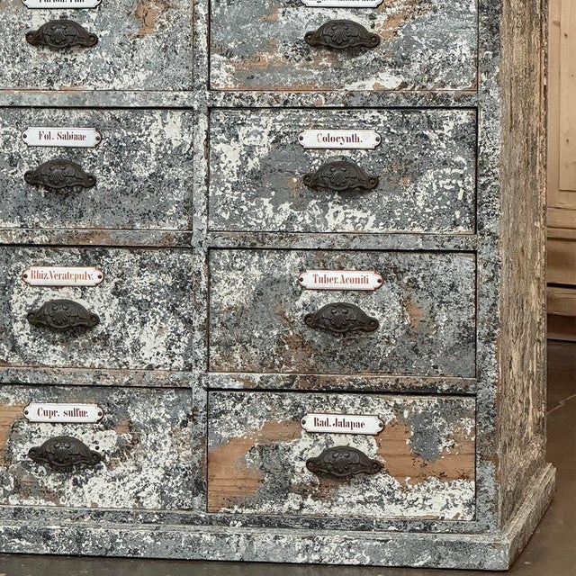 Antique Apothecary Cabinet ~ Credenza in Distressed Painted Pine For Sale - Image 11 of 18