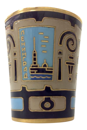 Russian Enameled Gold Vodka Cup