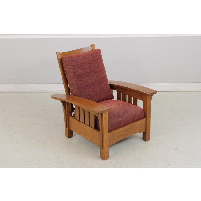 Mission Stickley Mission Oak Bow Arm Morris Chair For Sale - Image 3 of 18