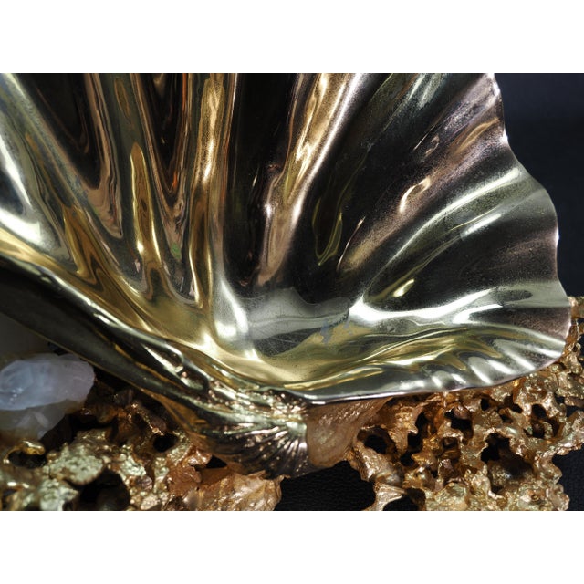 1970s French Gilt Bronze Clamshell and Crystal Sculpture by Claude Victor Boeltz For Sale - Image 14 of 15
