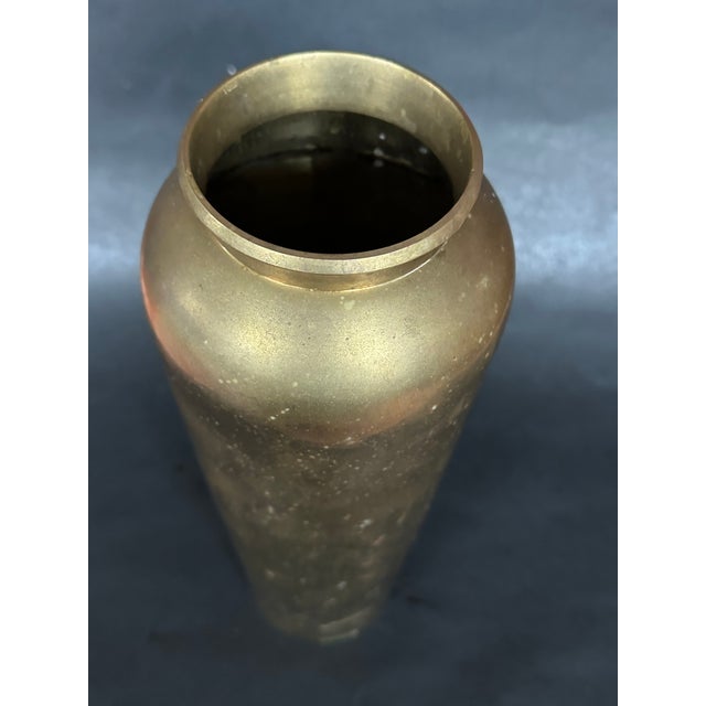 Modern Mid Century Tall Brass Vase For Sale - Image 3 of 8