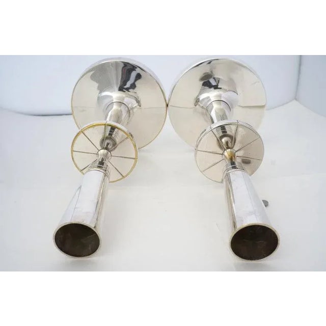 Silverplate Candlesticks Tommi Parzinger - A Pair For Sale In Miami - Image 6 of 17