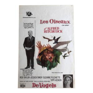 Original 1963 Alfred Hitchcock 'The Birds' Belgian Movie Poster