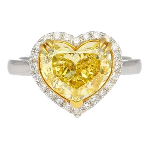 Gia Certified 3.32 Carat Fancy Intense Yellow Heart Cut Diamond Engagement Ring Size 6