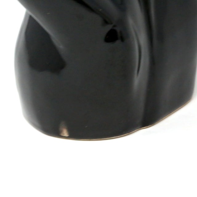 1980's Postmodern Black Ceramic Male Figure For Sale - Image 4 of 5