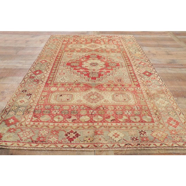 Red Vintage Turkish Oushak Rug - 04'03 X 07'01 For Sale - Image 8 of 10