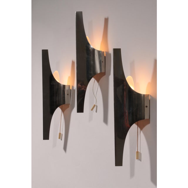 Mid-Century Silver Wall Lamp by Wilhelm Braun Feldweg for Doria Leuchten, Germany, 1960, Set of 3 For Sale - Image 7 of 10