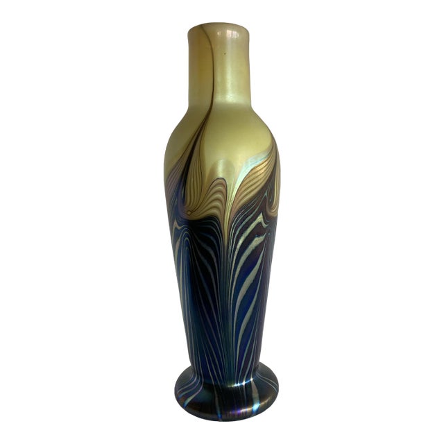 Iridescent 7 Color Art Glass Vase by Lundberg Studio For Sale
