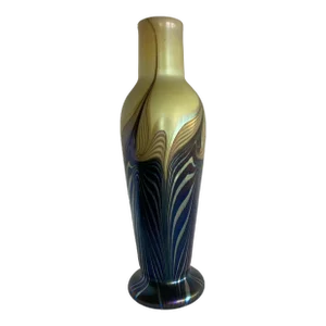 Iridescent 7 Color Art Glass Vase by Lundberg Studio