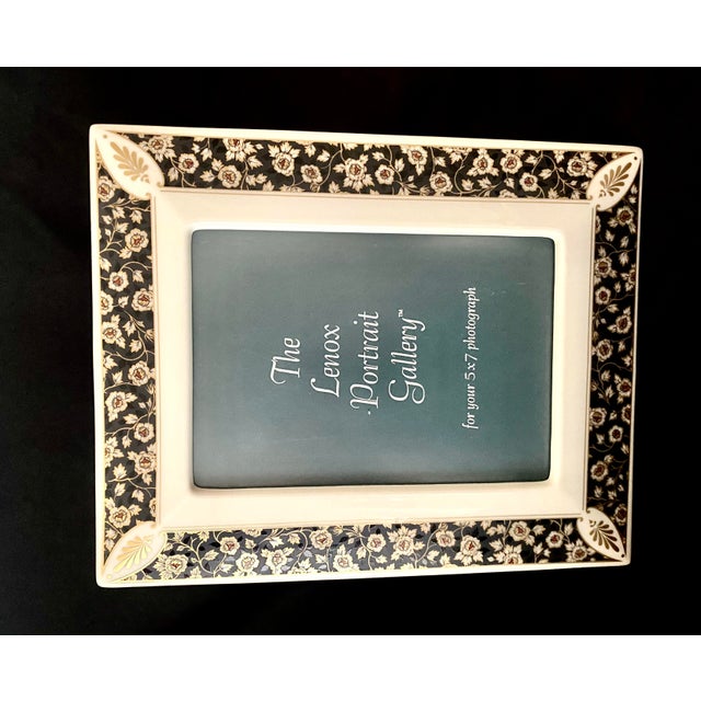 Vintage Lenox “Dynasty” 5 X 7 Portrait Gallery Fine Porcelain Picture Frame Traditional Floral & Gold Leaf Design. For Sale - Image 14 of 15