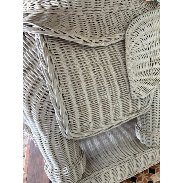 Vintage Whitewashed Wicker Elephant Garden Stools or Side Tables – A Pair For Sale - Image 12 of 12
