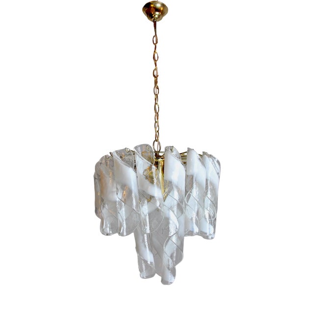 Spiral Chandelier in Murano Glass attributed to Simoeng, Italy, 1960s For Sale